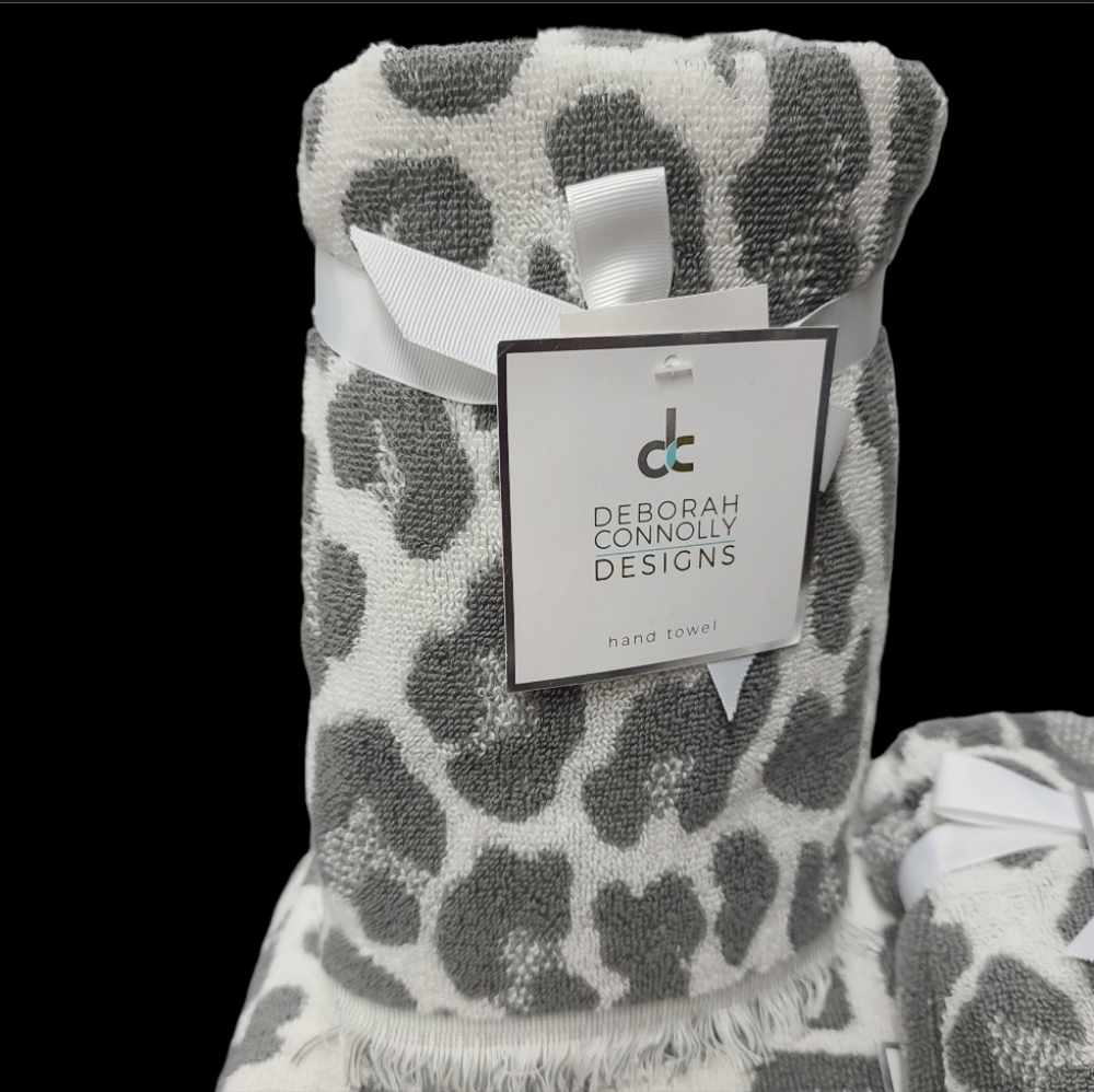6pc Leopard Cheetah Animal Print Bath Hand Washcloth Towel Set Deborah Connolly - Picture 2 of 7